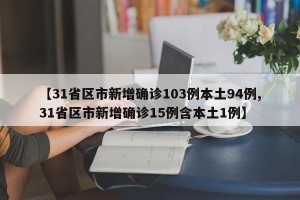 【31省区市新增确诊103例本土94例,31省区市新增确诊15例含本土1例】
